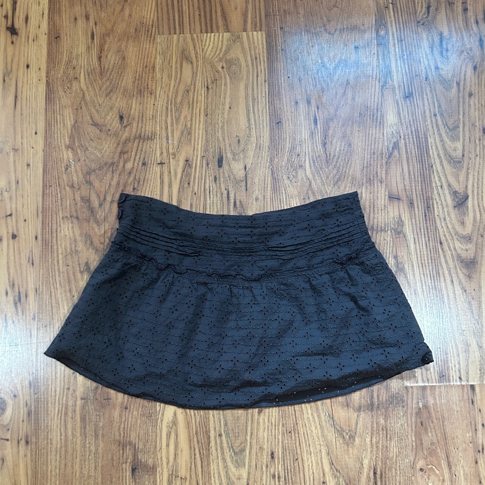 Vintage Bluenotes Brown Eyelet Lace Mini Skirt